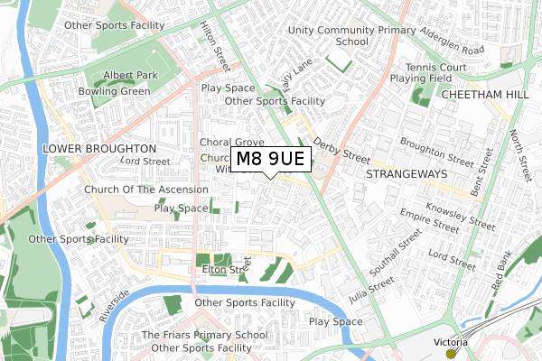 M8 9UE map - small scale - OS Open Zoomstack (Ordnance Survey)