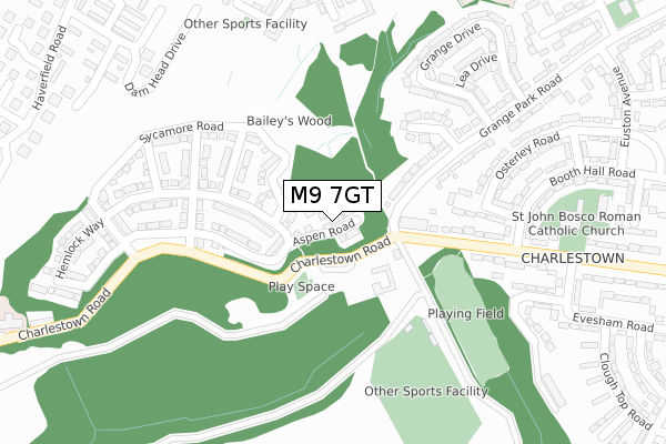 M9 7GT map - large scale - OS Open Zoomstack (Ordnance Survey)