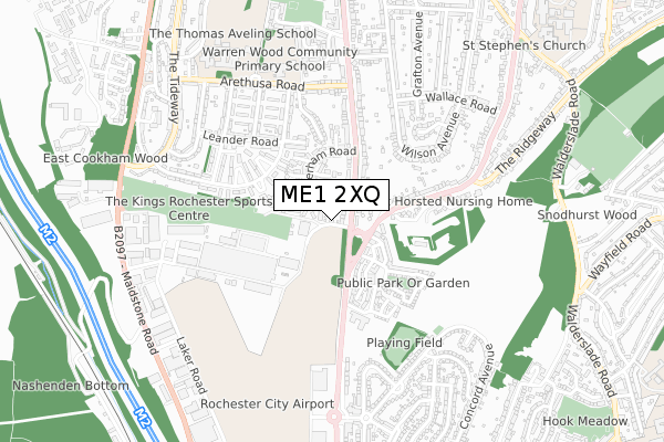 ME1 2XQ map - small scale - OS Open Zoomstack (Ordnance Survey)