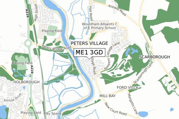 ME1 3GD map - small scale - OS Open Zoomstack (Ordnance Survey)