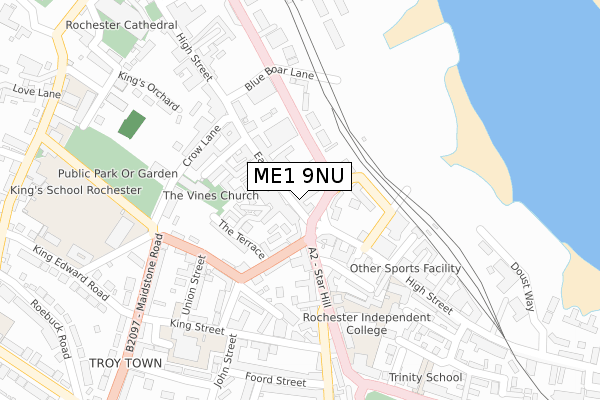 ME1 9NU map - large scale - OS Open Zoomstack (Ordnance Survey)