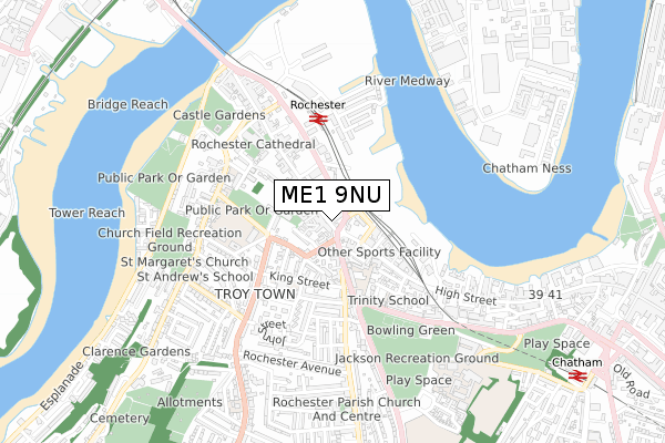 ME1 9NU map - small scale - OS Open Zoomstack (Ordnance Survey)