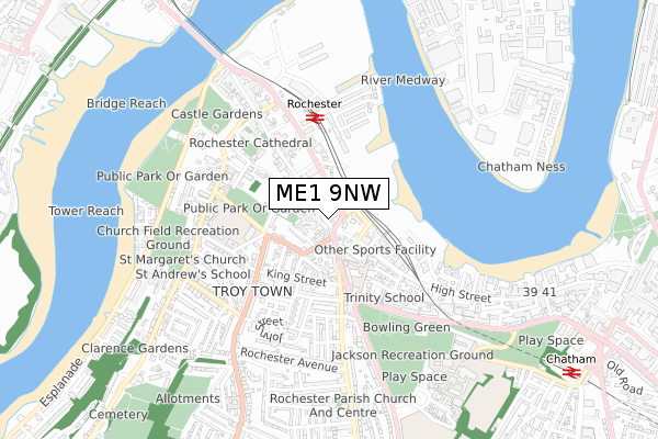 ME1 9NW map - small scale - OS Open Zoomstack (Ordnance Survey)