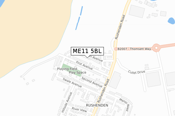 ME11 5BL map - large scale - OS Open Zoomstack (Ordnance Survey)