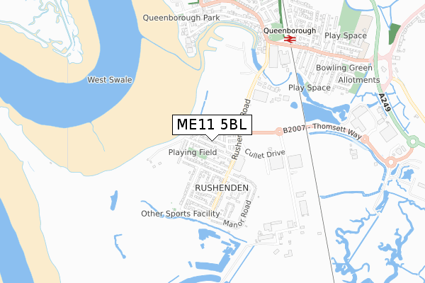 ME11 5BL map - small scale - OS Open Zoomstack (Ordnance Survey)