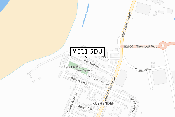 ME11 5DU map - large scale - OS Open Zoomstack (Ordnance Survey)