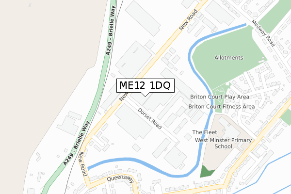 ME12 1DQ map - large scale - OS Open Zoomstack (Ordnance Survey)