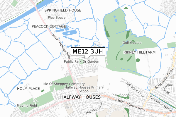 ME12 3UH map - small scale - OS Open Zoomstack (Ordnance Survey)