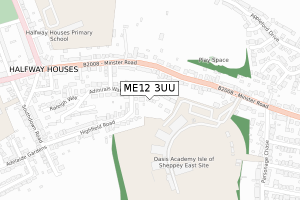 ME12 3UU map - large scale - OS Open Zoomstack (Ordnance Survey)