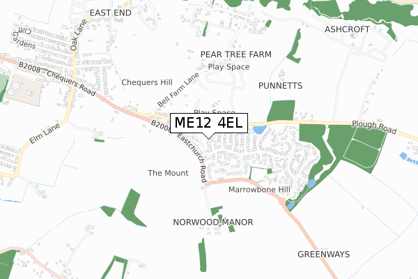 ME12 4EL map - small scale - OS Open Zoomstack (Ordnance Survey)