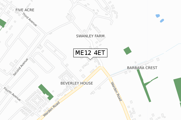 ME12 4ET map - large scale - OS Open Zoomstack (Ordnance Survey)