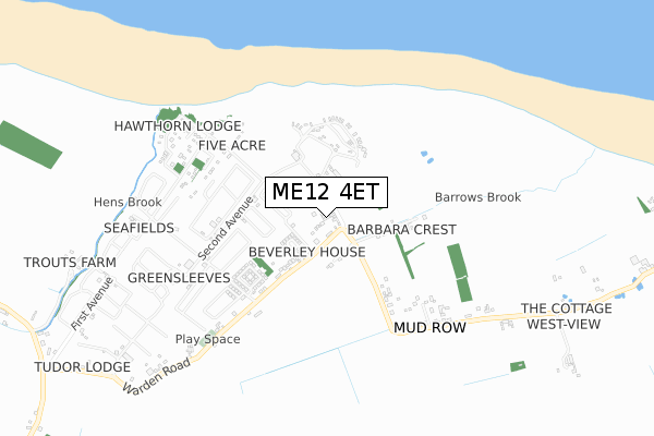 ME12 4ET map - small scale - OS Open Zoomstack (Ordnance Survey)