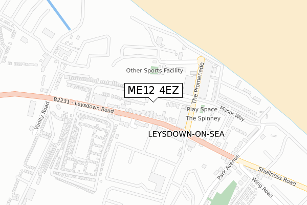 ME12 4EZ map - large scale - OS Open Zoomstack (Ordnance Survey)