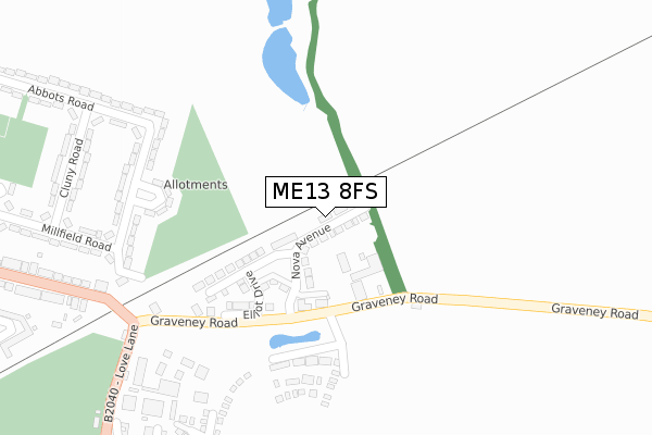 ME13 8FS map - large scale - OS Open Zoomstack (Ordnance Survey)