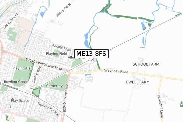 ME13 8FS map - small scale - OS Open Zoomstack (Ordnance Survey)