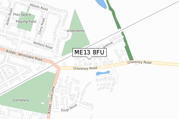 ME13 8FU map - large scale - OS Open Zoomstack (Ordnance Survey)