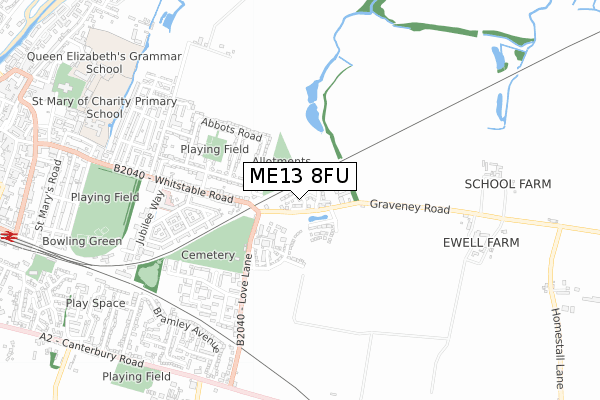 ME13 8FU map - small scale - OS Open Zoomstack (Ordnance Survey)