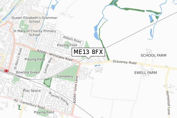 ME13 8FX map - small scale - OS Open Zoomstack (Ordnance Survey)