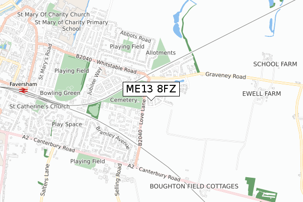 ME13 8FZ map - small scale - OS Open Zoomstack (Ordnance Survey)