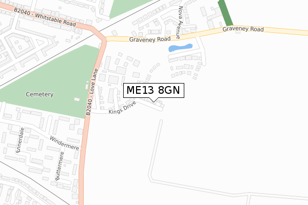 ME13 8GN map - large scale - OS Open Zoomstack (Ordnance Survey)