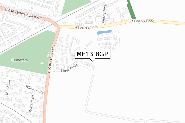 ME13 8GP map - large scale - OS Open Zoomstack (Ordnance Survey)