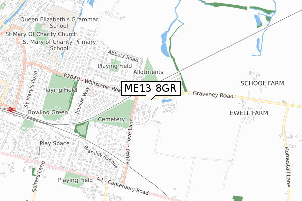 ME13 8GR map - small scale - OS Open Zoomstack (Ordnance Survey)