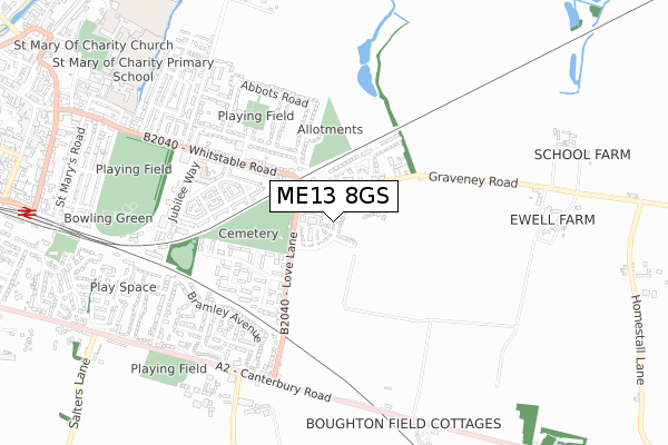 ME13 8GS map - small scale - OS Open Zoomstack (Ordnance Survey)