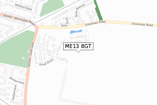 ME13 8GT map - large scale - OS Open Zoomstack (Ordnance Survey)