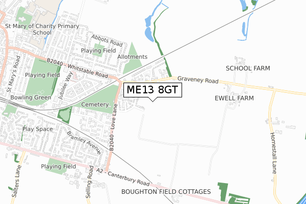 ME13 8GT map - small scale - OS Open Zoomstack (Ordnance Survey)