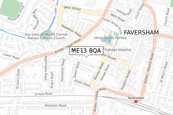 ME13 8QA map - large scale - OS Open Zoomstack (Ordnance Survey)