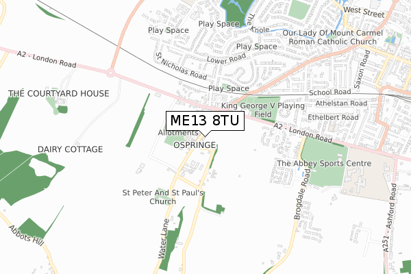 ME13 8TU map - small scale - OS Open Zoomstack (Ordnance Survey)