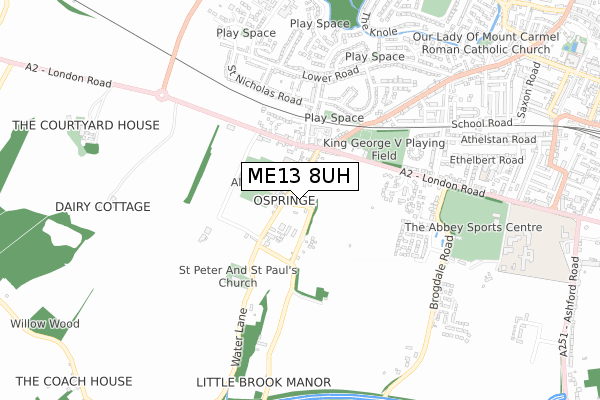 ME13 8UH map - small scale - OS Open Zoomstack (Ordnance Survey)