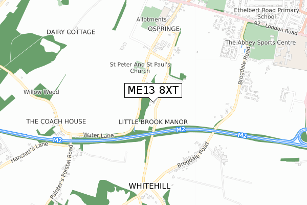 ME13 8XT map - small scale - OS Open Zoomstack (Ordnance Survey)