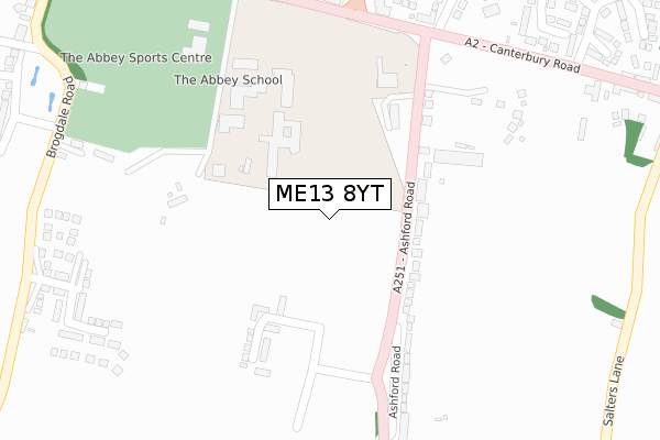 ME13 8YT map - large scale - OS Open Zoomstack (Ordnance Survey)