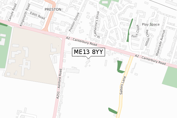 ME13 8YY map - large scale - OS Open Zoomstack (Ordnance Survey)