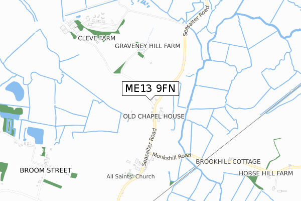 ME13 9FN map - small scale - OS Open Zoomstack (Ordnance Survey)