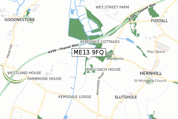 ME13 9FQ map - small scale - OS Open Zoomstack (Ordnance Survey)