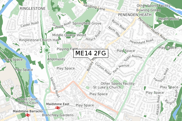 ME14 2FG map - small scale - OS Open Zoomstack (Ordnance Survey)