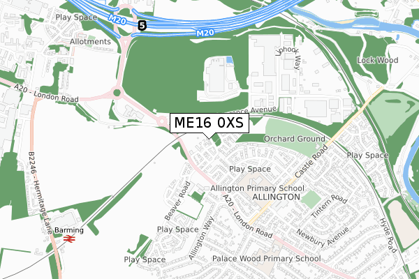 ME16 0XS map - small scale - OS Open Zoomstack (Ordnance Survey)