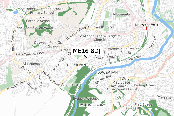 ME16 8DJ map - small scale - OS Open Zoomstack (Ordnance Survey)