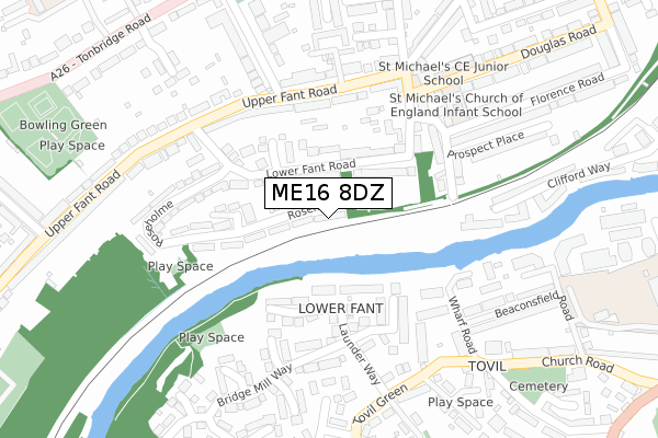 ME16 8DZ map - large scale - OS Open Zoomstack (Ordnance Survey)