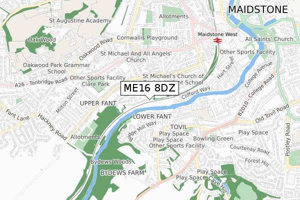 ME16 8DZ map - small scale - OS Open Zoomstack (Ordnance Survey)