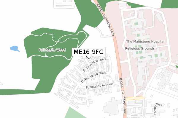 ME16 9FG map - large scale - OS Open Zoomstack (Ordnance Survey)