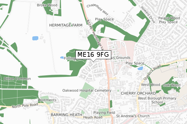 ME16 9FG map - small scale - OS Open Zoomstack (Ordnance Survey)