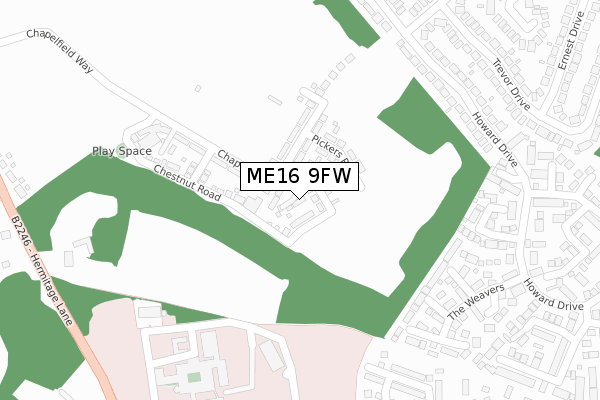 ME16 9FW map - large scale - OS Open Zoomstack (Ordnance Survey)