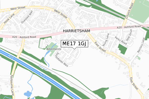 ME17 1GJ map - large scale - OS Open Zoomstack (Ordnance Survey)