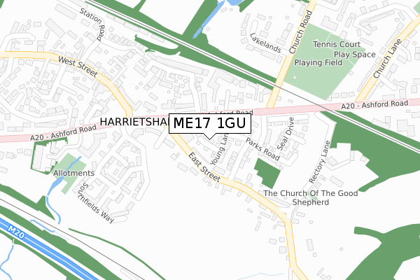 ME17 1GU map - large scale - OS Open Zoomstack (Ordnance Survey)