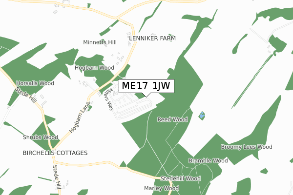 ME17 1JW map - small scale - OS Open Zoomstack (Ordnance Survey)