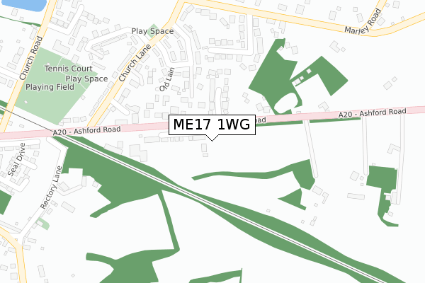 ME17 1WG map - large scale - OS Open Zoomstack (Ordnance Survey)