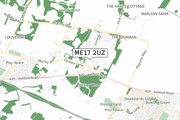 ME17 2UZ map - small scale - OS Open Zoomstack (Ordnance Survey)